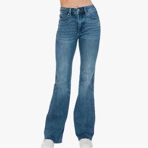 New Judy Blue Mid Rise Tummy Control Cut Hem Flare Jeans